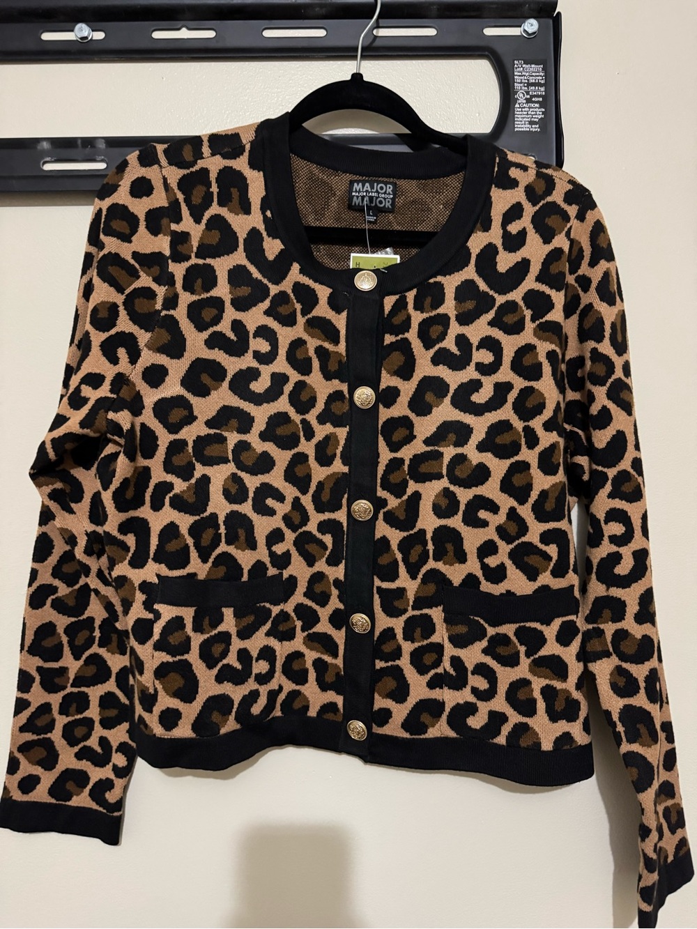 Leopard Print Cardigan Jacket - Tan & Black